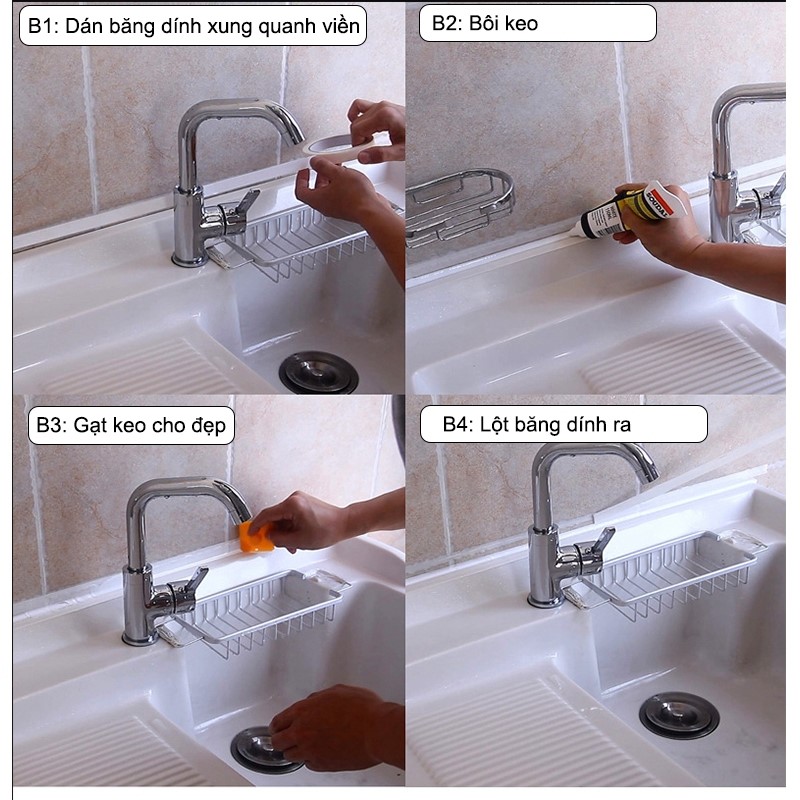 Đi lại đường ron silicon bồn rửa chén, bát chống nước
