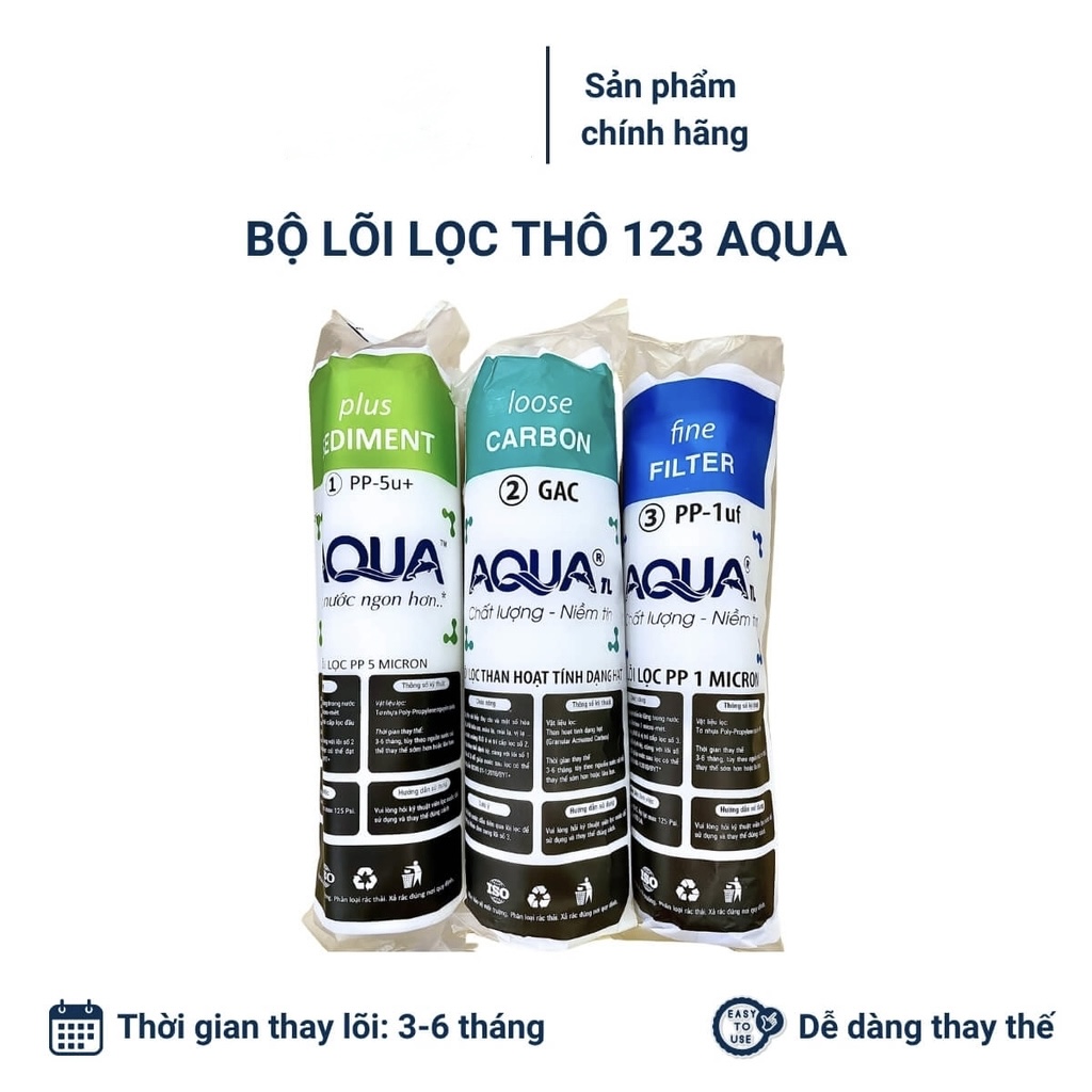 Thay lõi máy lọc nước: lõi lọc thô 1, 2, 3